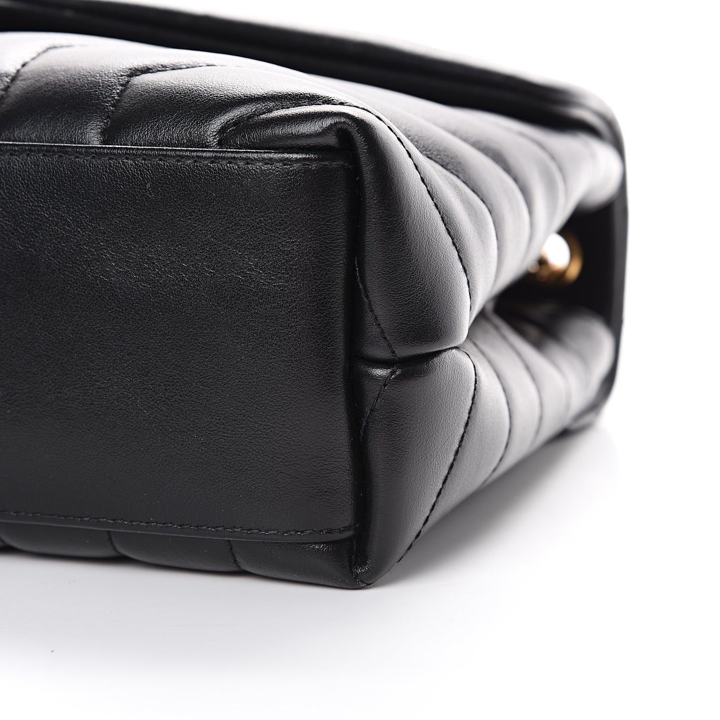 Calfskin Y Quilted Monogram Small Loulou Chain Satchel Black