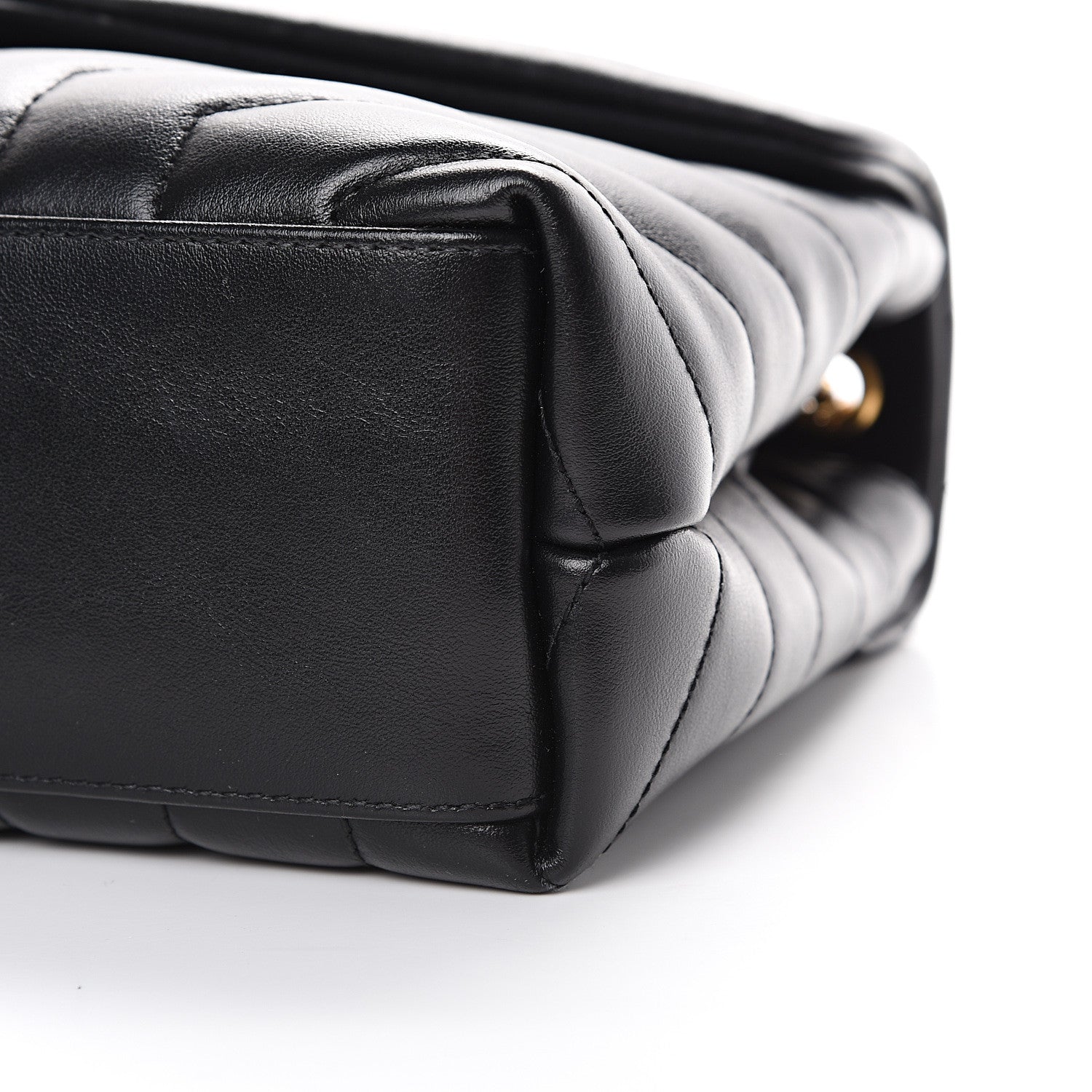 Saint Laurent Calfskin Y Quilted Monogram Small Loulou Chain Satchel Black 9 of 10