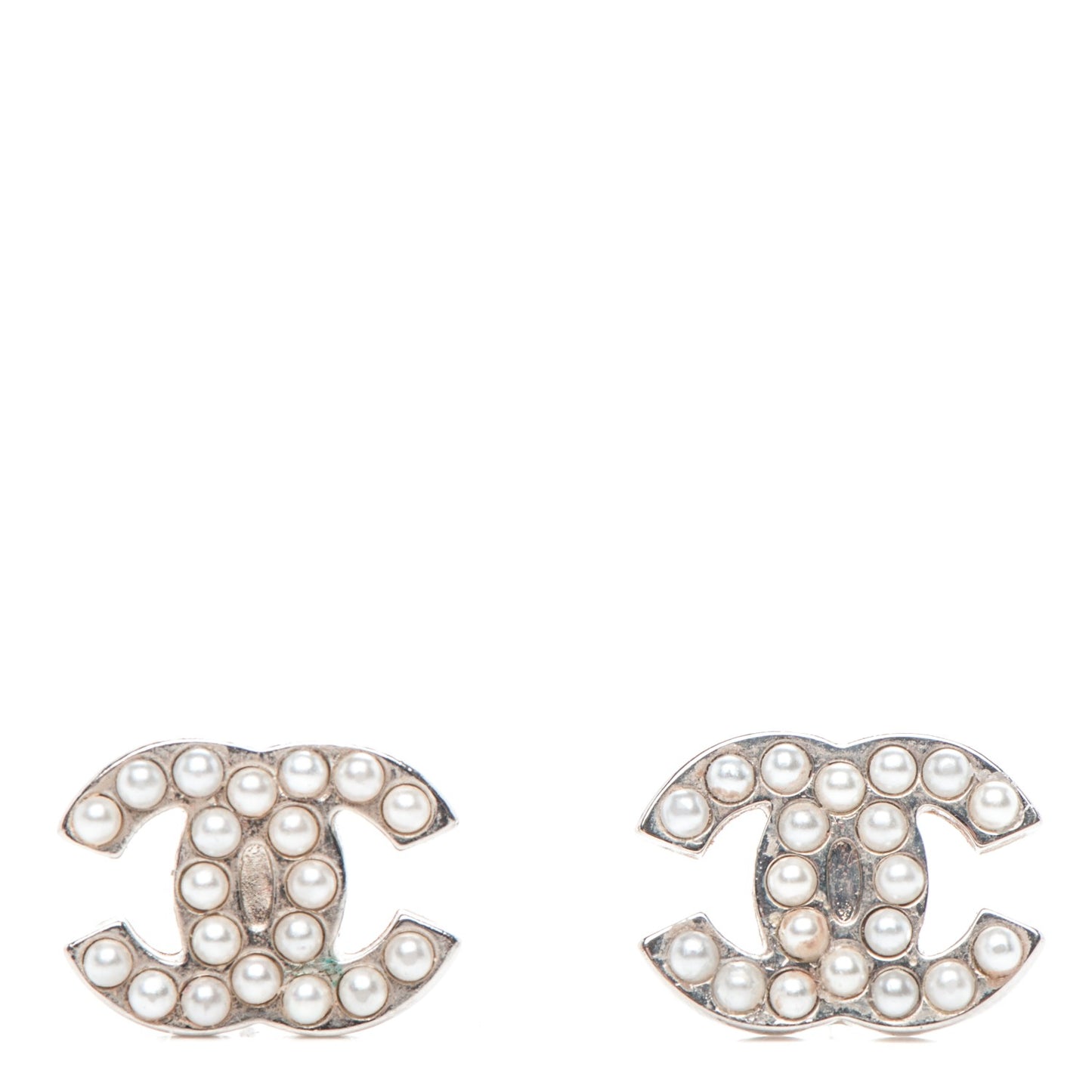 Pearl CC Earrings Silver