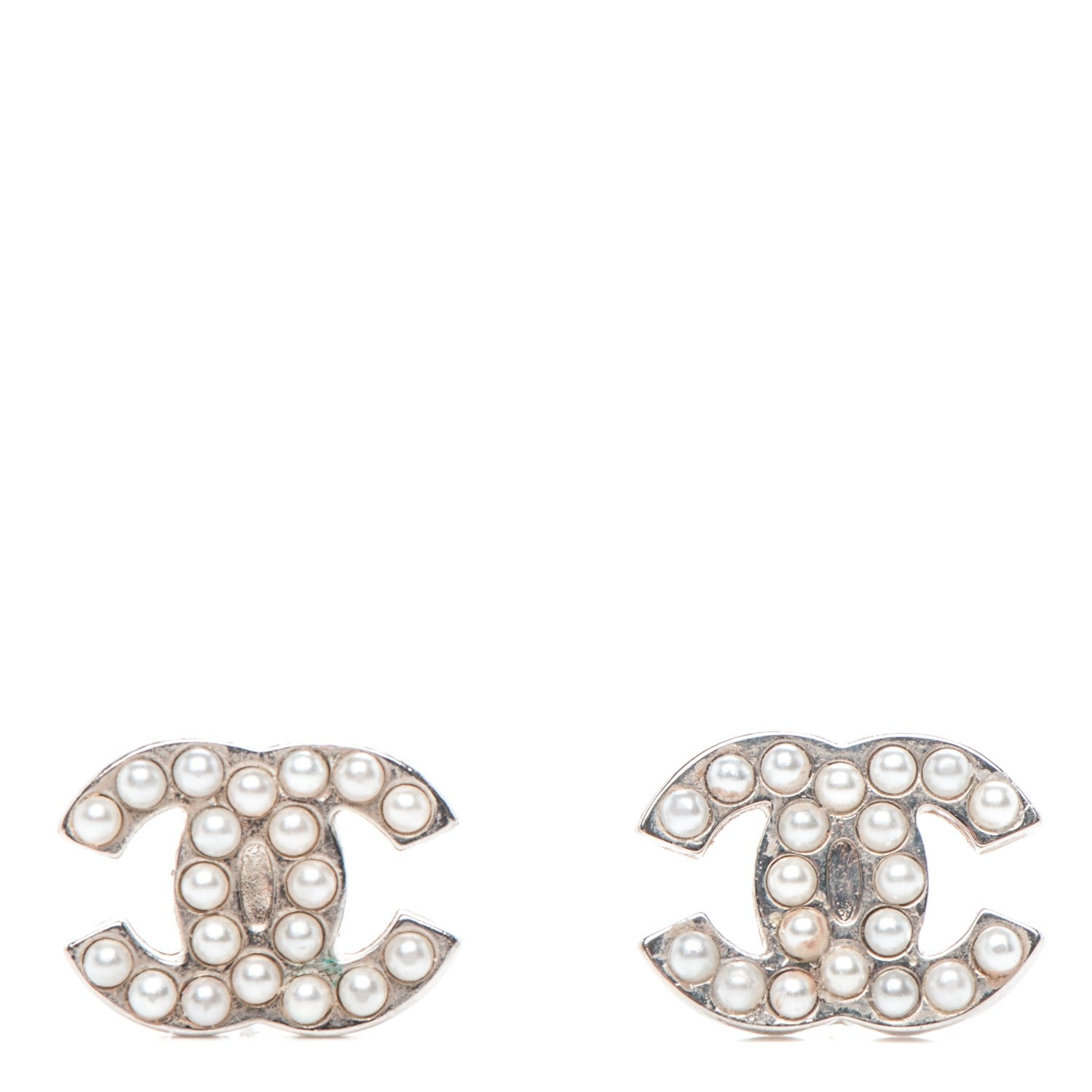 Chanel Pearl CC Earrings Silver 1 of 4