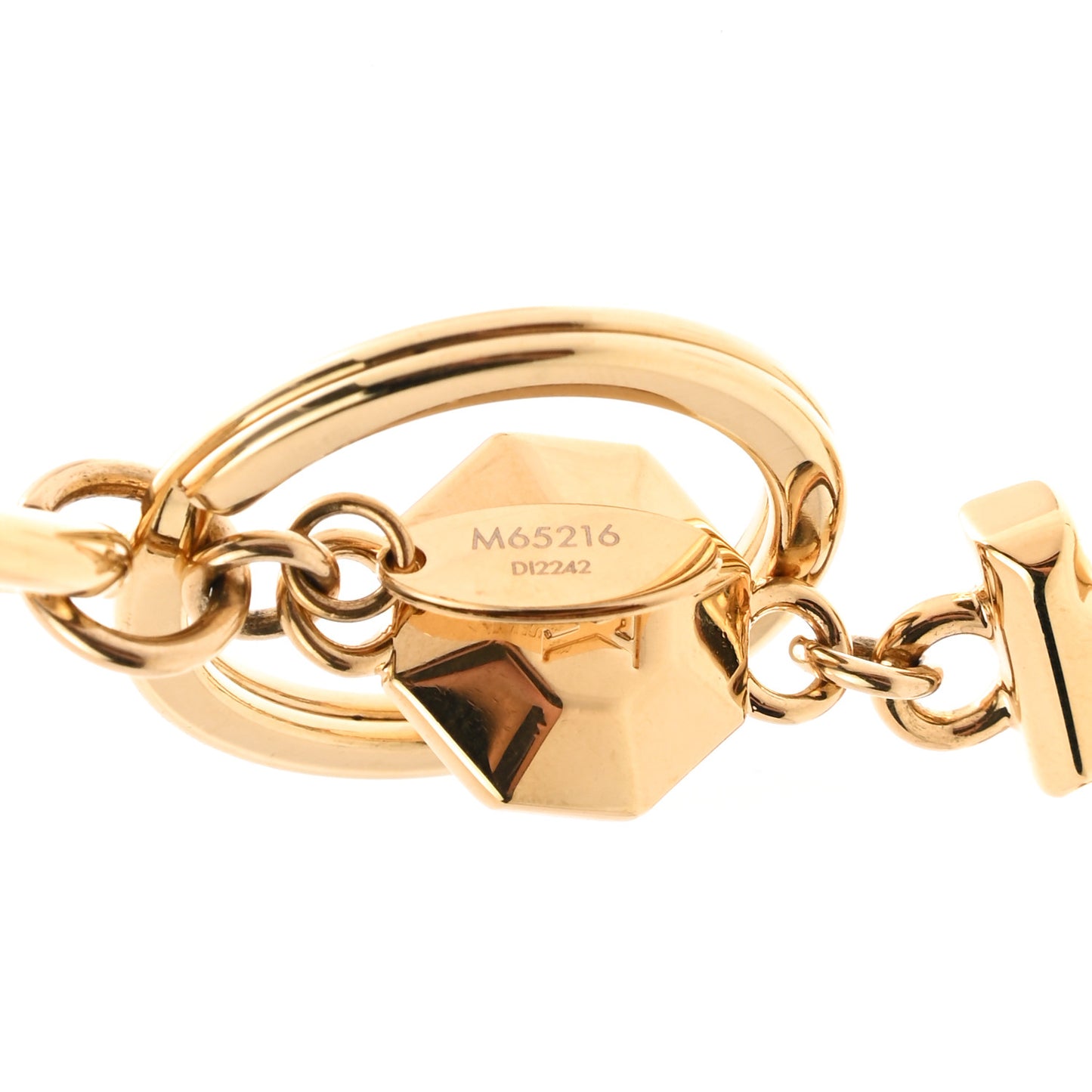 Metal LV Facettes Bag Charm Key Holder Gold