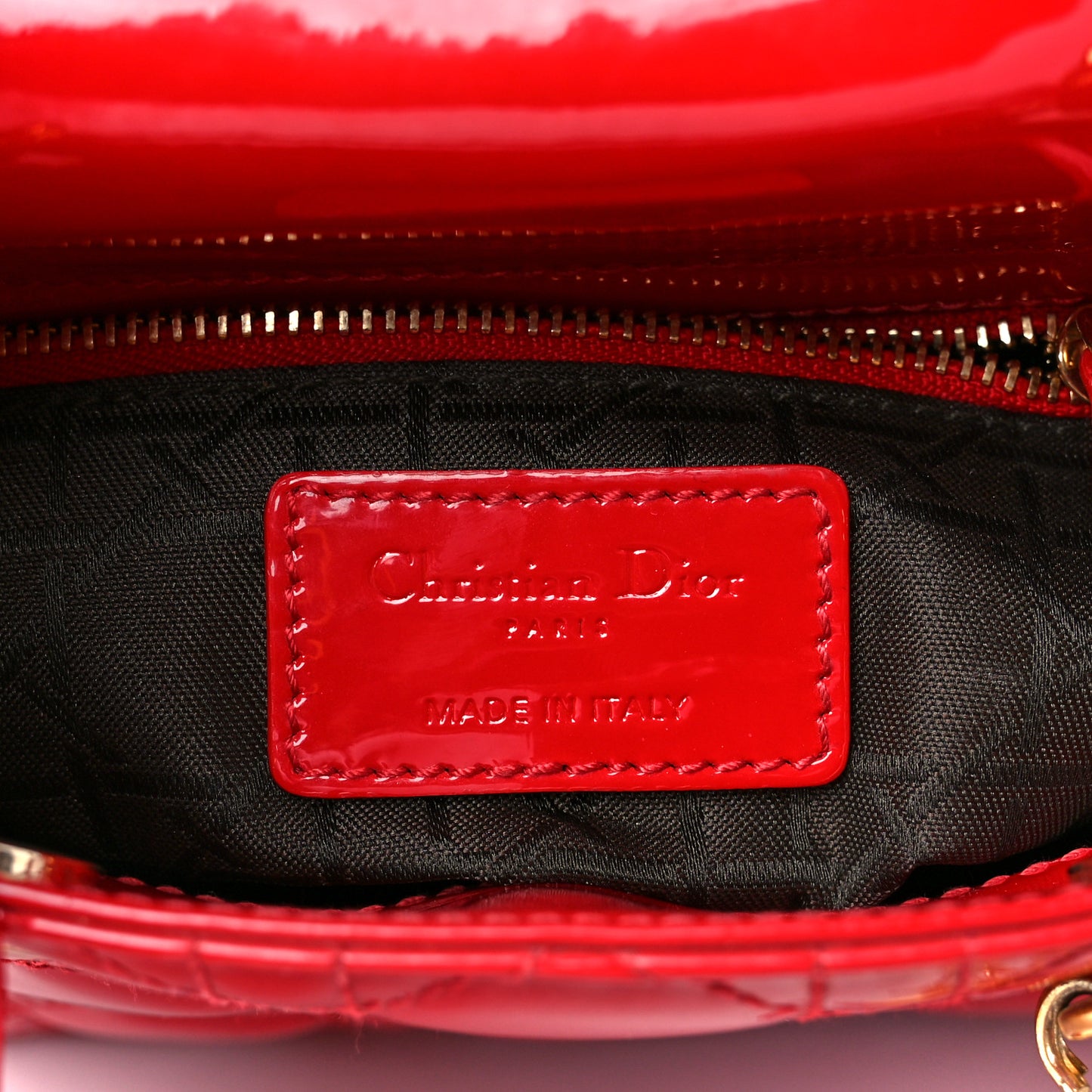 Patent Cannage Mini Lady Dior Red