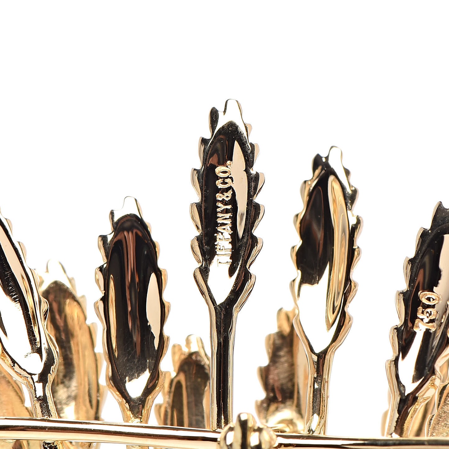 18K Yellow Gold Platinum Diamond Wheat Sheaf Brooch