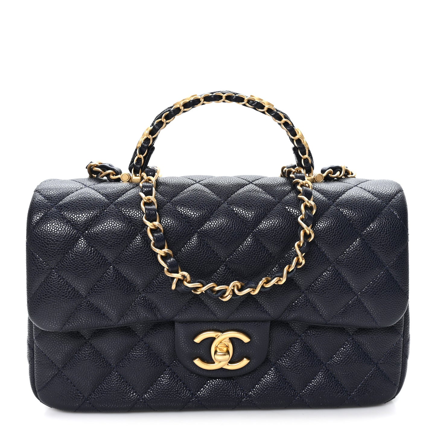 Caviar Quilted Small Handy CC Flap Navy