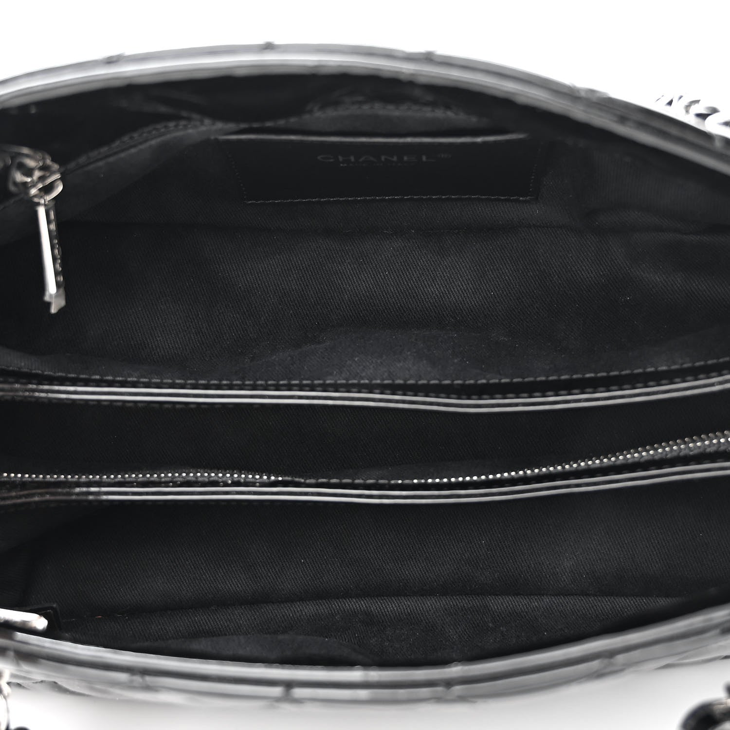 Chanel Patent Quilted Medium Just Mademoiselle Bowling Bag Black 5 of 10