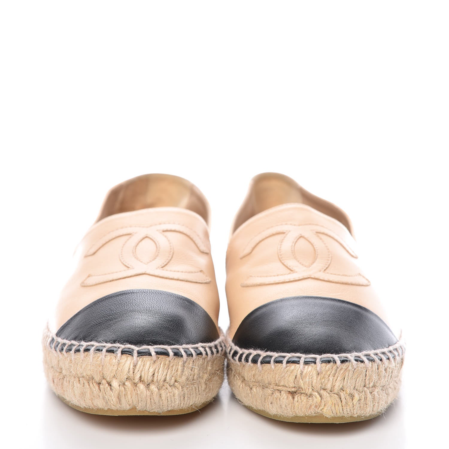 Chanel Lambskin CC Espadrilles 40 Beige Black 2 of 10