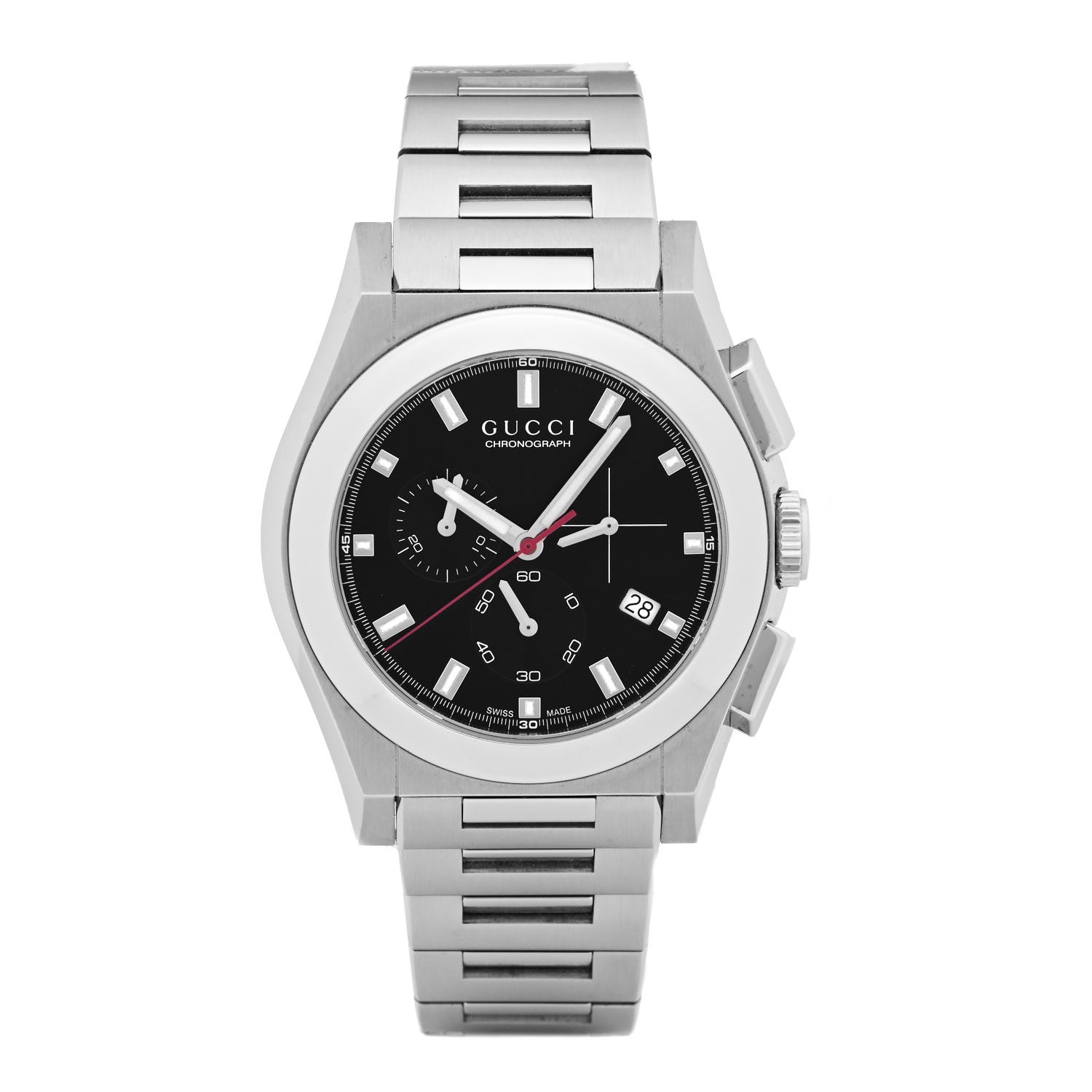 Gucci Stainless Steel 40mm Pantheon Chronograph Quartz Watch Black 1 of 4