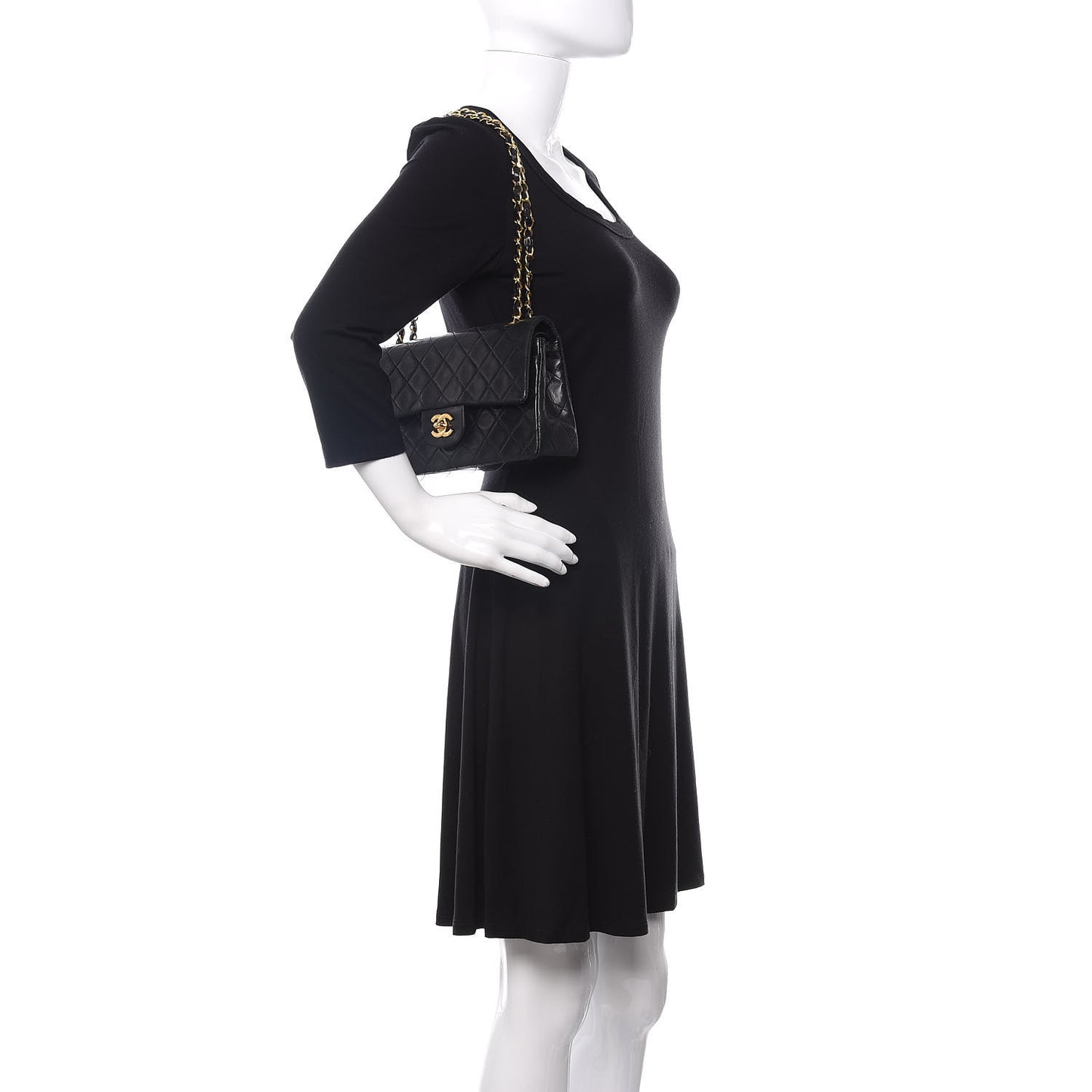 Lambskin Quilted Small Double Flap Black