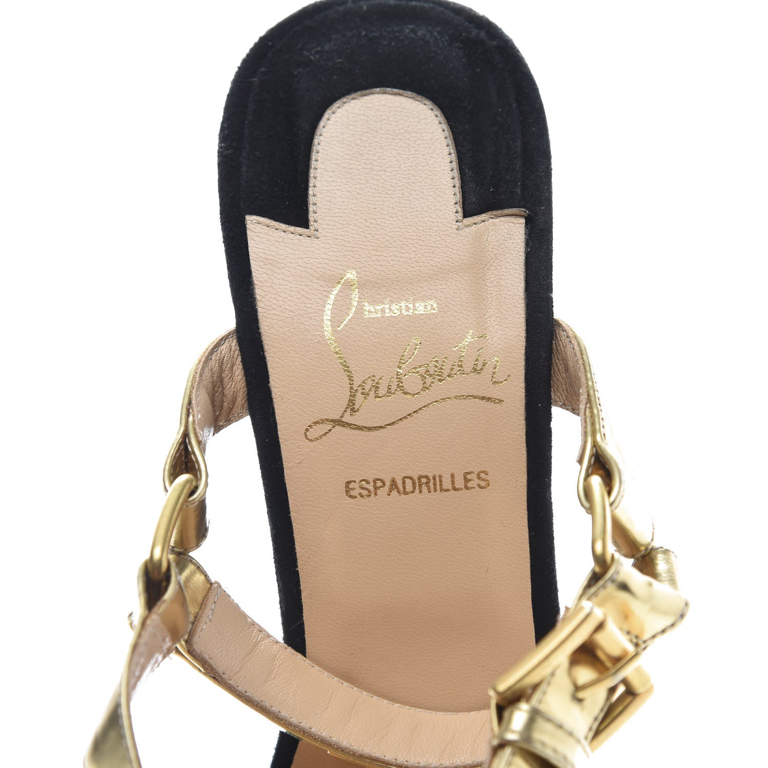 Christian Louboutin Suede Rope Cataclou 140 Wedge Sandals 37 Black Gold 6 of 7
