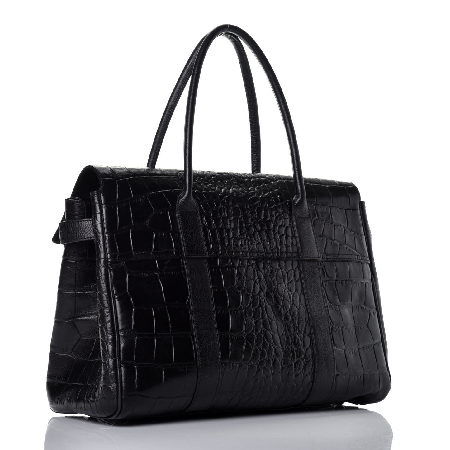 Calfskin Crocodile Embossed Bayswater Black