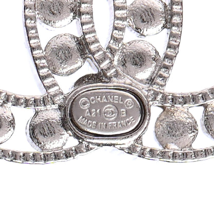 Chanel Crystal CC Earrings Silver 4 of 4