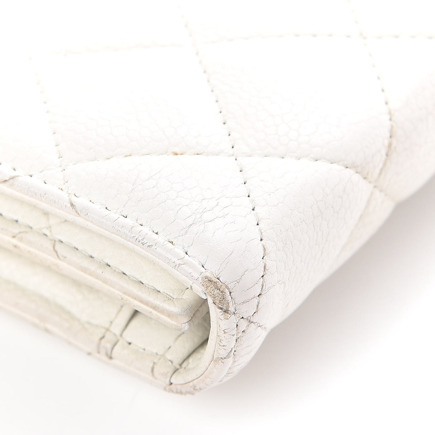 Caviar Quilted Large Flap Wallet White