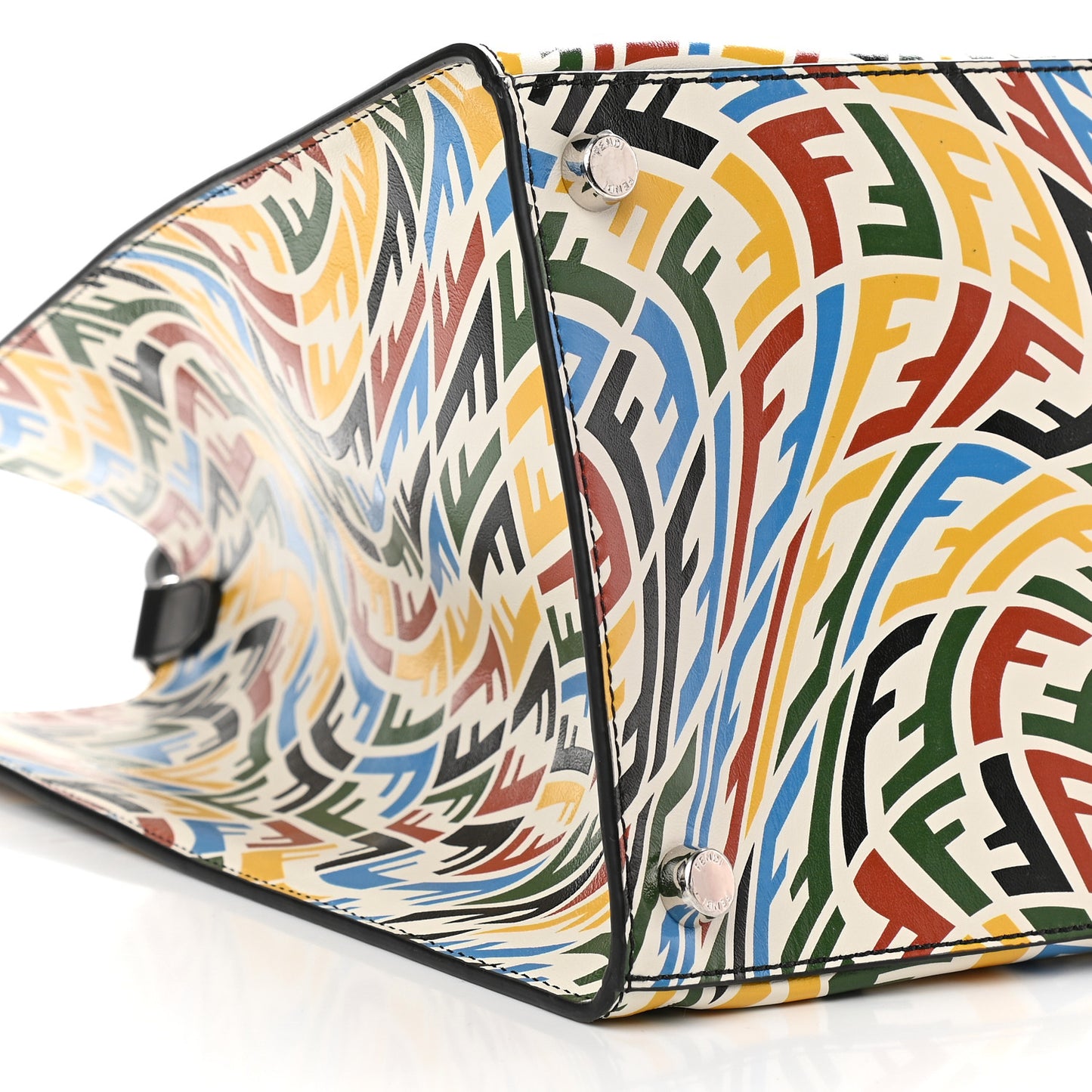 X SARAH COLEMAN Vitello Grace Light FF Vertigo Shopping Tote White Ice Multicolor