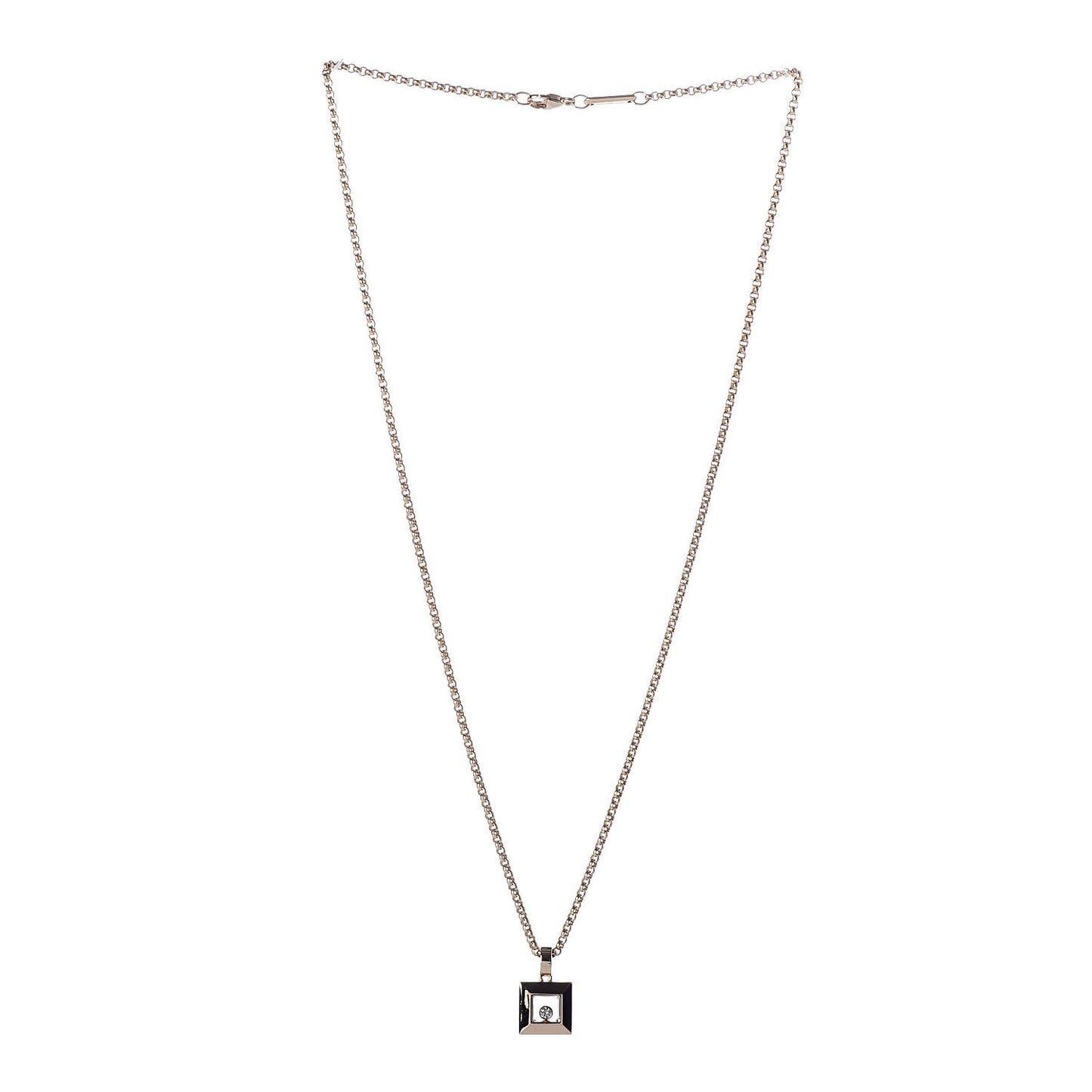 18K Yellow Gold Diamond Happy Diamonds Square Pendant Necklace