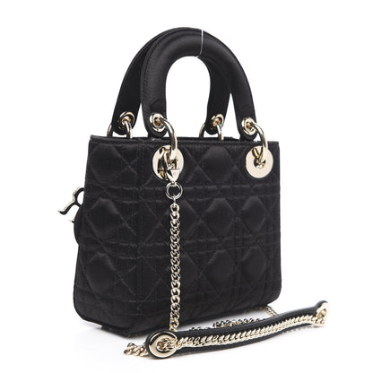 Christian Dior Satin Swarovski Crystal Cannage Mini Lady Dior Black 3 of 8