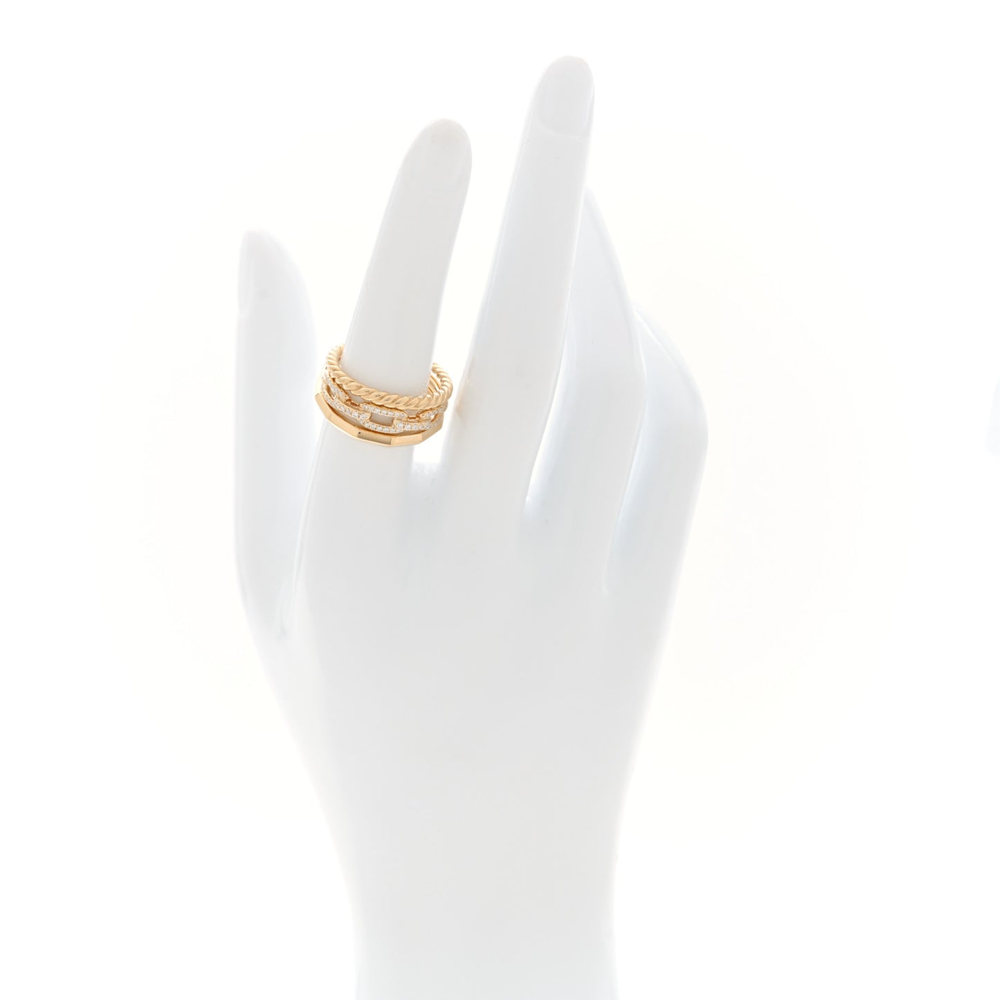 18K Yellow Gold Diamond 9.5mm Stax Three-Row Ring 54 7