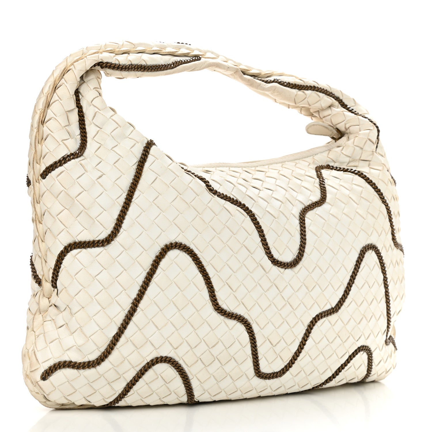 Bottega Veneta Nappa Intrecciato Medium Veneta Chain Hobo White 2 of 12
