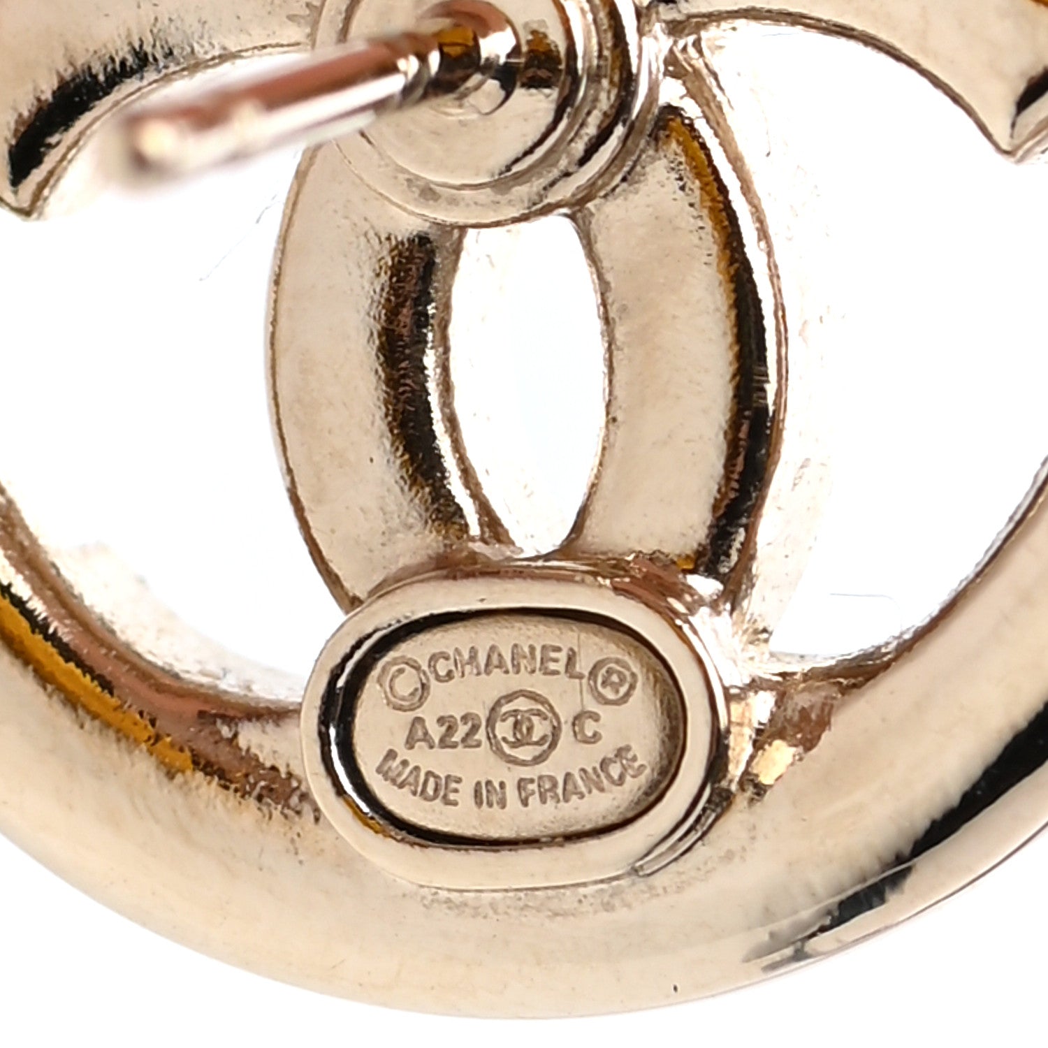Chanel Crystal CC Round Earrings Gold 4 of 4