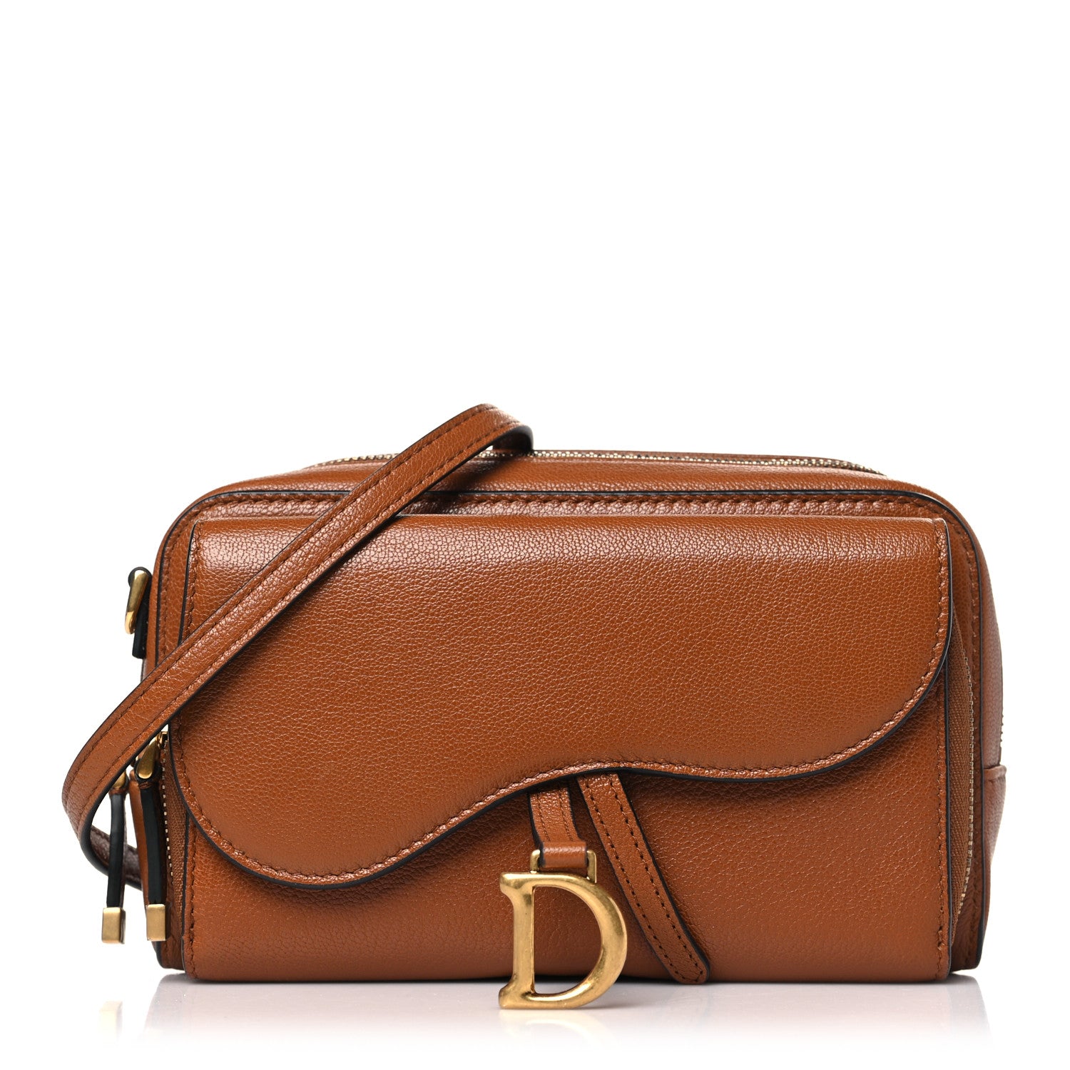 Christian Dior Goatskin Double Saddle Pouch Tan 1 of 9