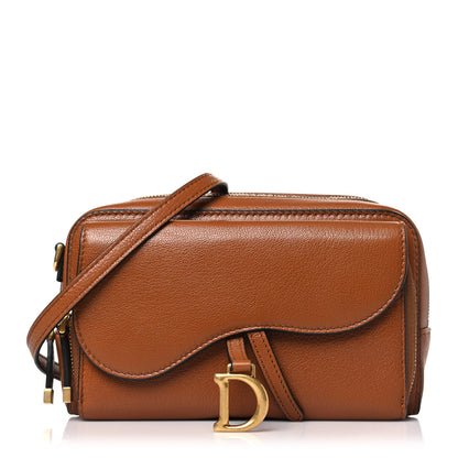 Christian Dior Goatskin Double Saddle Pouch Tan 1 of 9