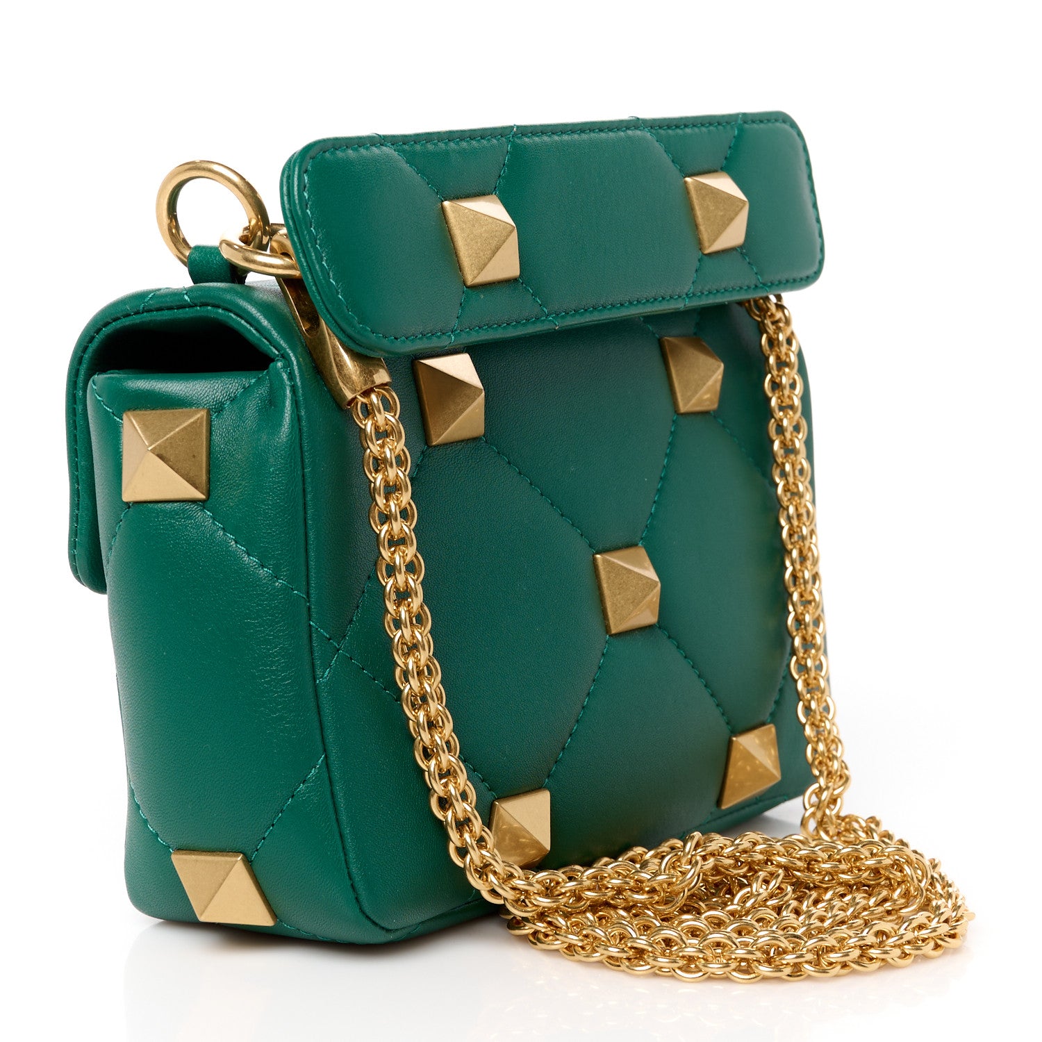 Valentino Garavani Nappa Small Roman Stud Shoulder Bag Jungle 3 of 10