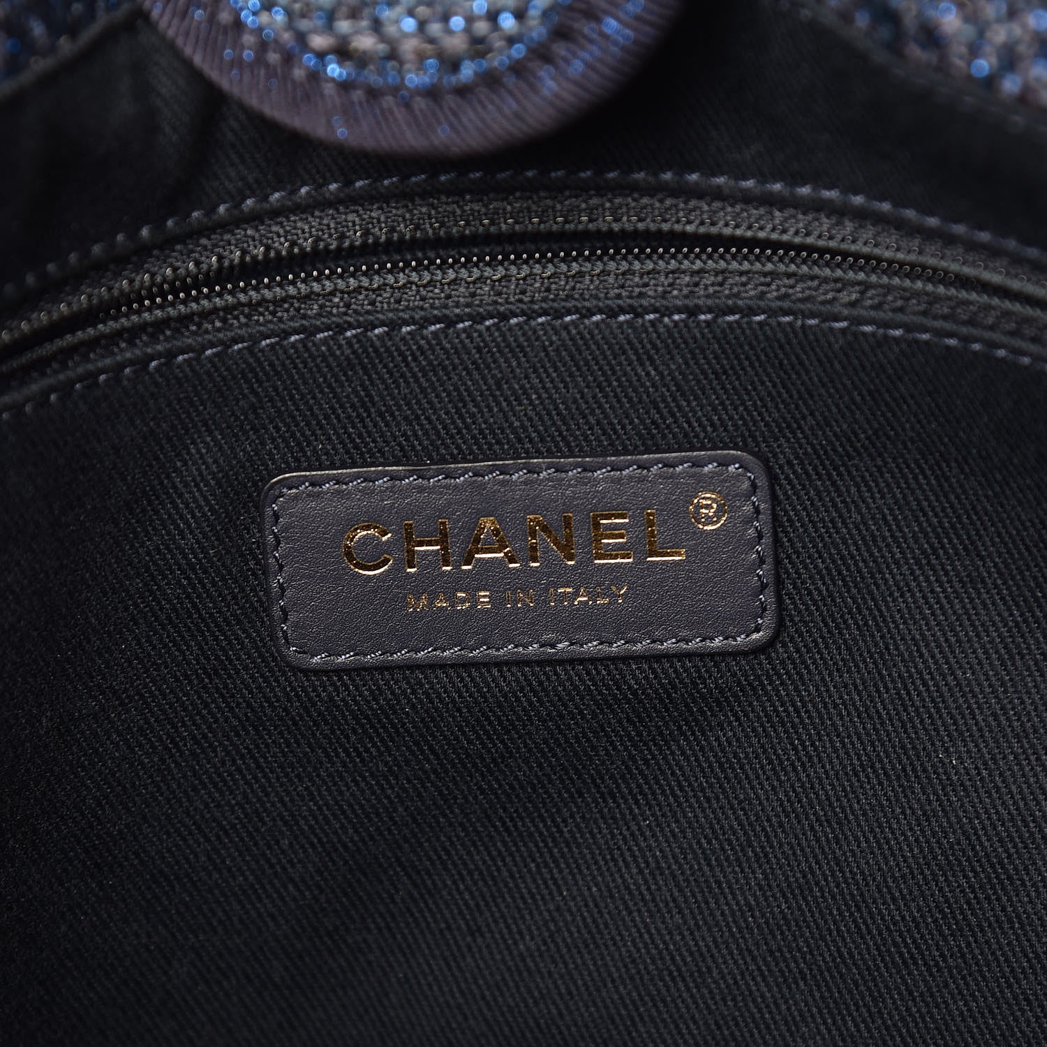 Chanel Lurex Boucle Small Deauville Tote Blue 8 of 10
