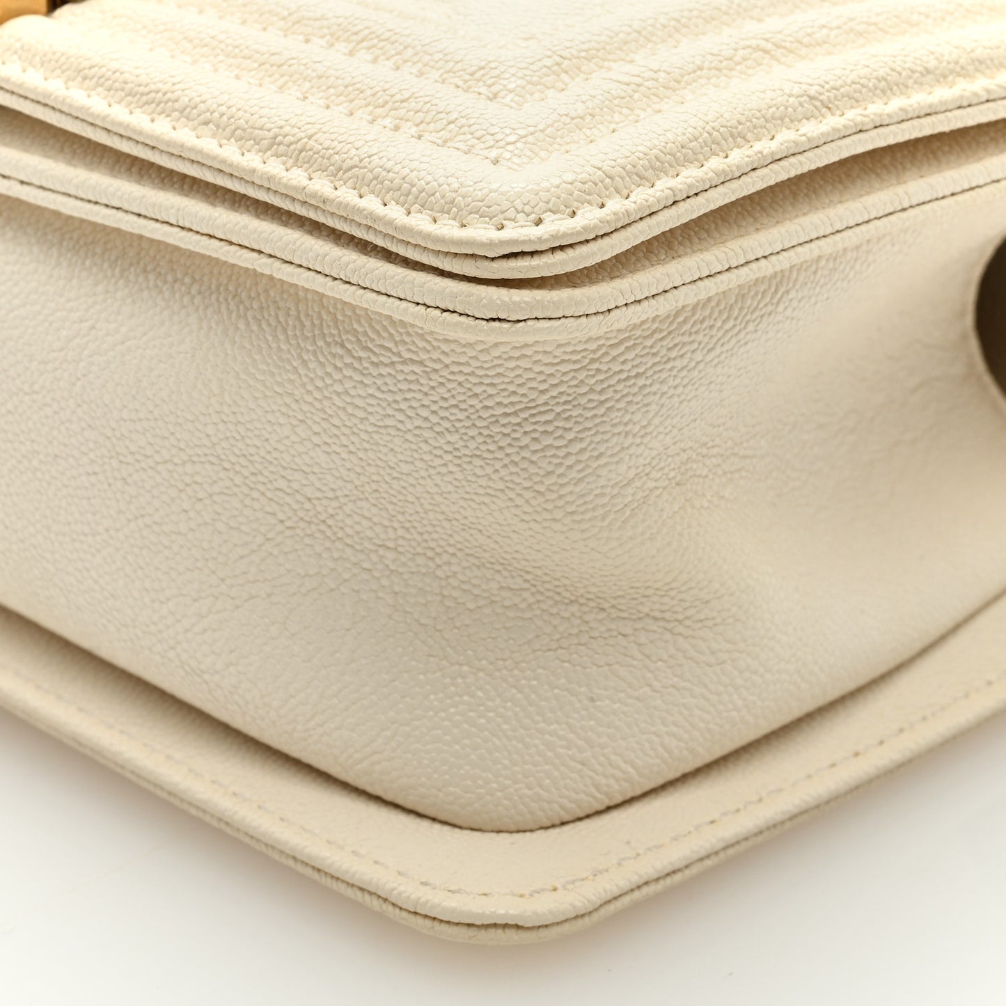 Caviar Quilted Small Boy Flap White
