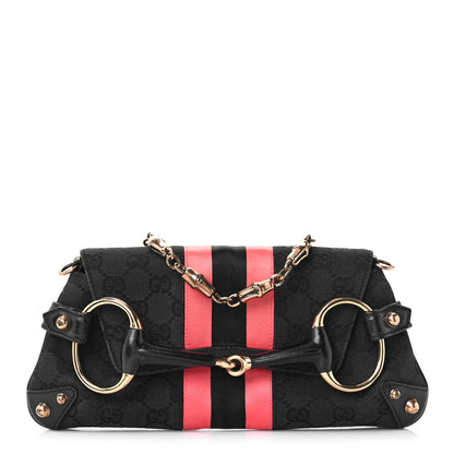 Gucci Monogram Horsebit Web Clutch Black 1 of 9