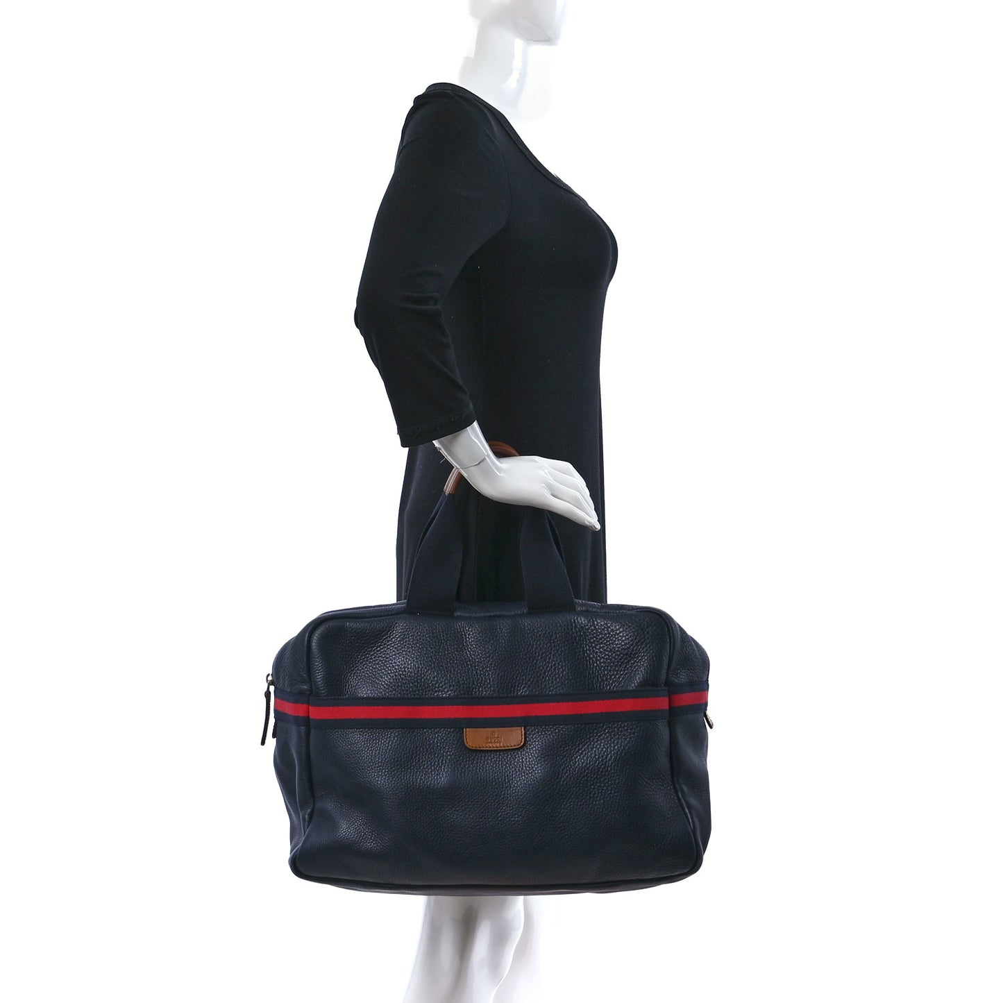 Calfskin Signature Web Duffle Navy