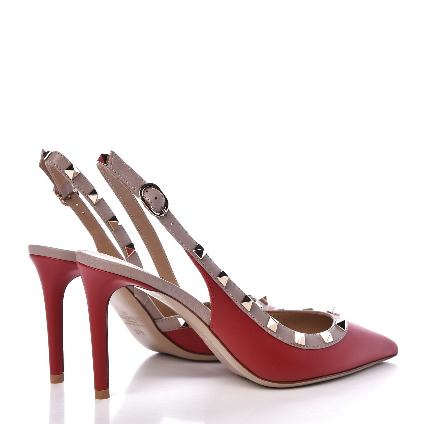 Nappa Rockstud Half D'Orsay Slingback 85mm Pumps 37.5 Rosso Valentino Poudre