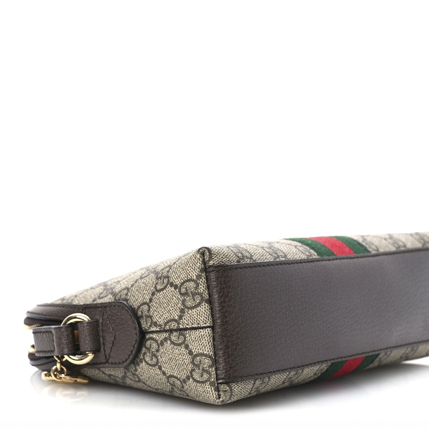 Gucci GG Supreme Monogram Textured Dollar Calfskin Web Small Ophidia Dome Shoulder Bag Beige Ebony New Acero 9 of 11