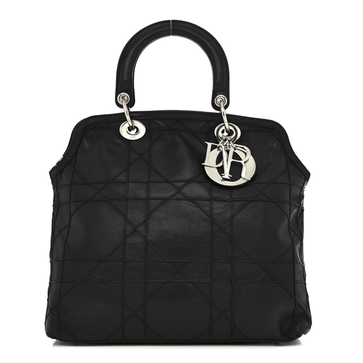 Christian Dior Lambskin Cannage Medium Granville Tote Black 1 of 12