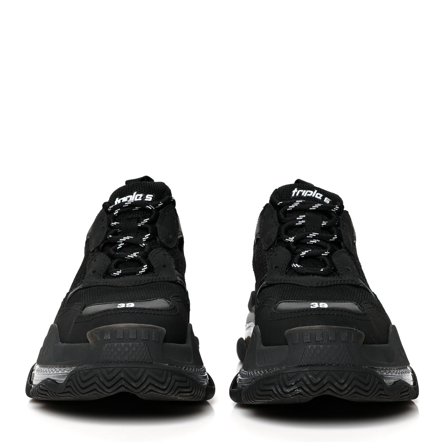 Fabric Mesh Clear Sole Triple S Sneakers 39 Black