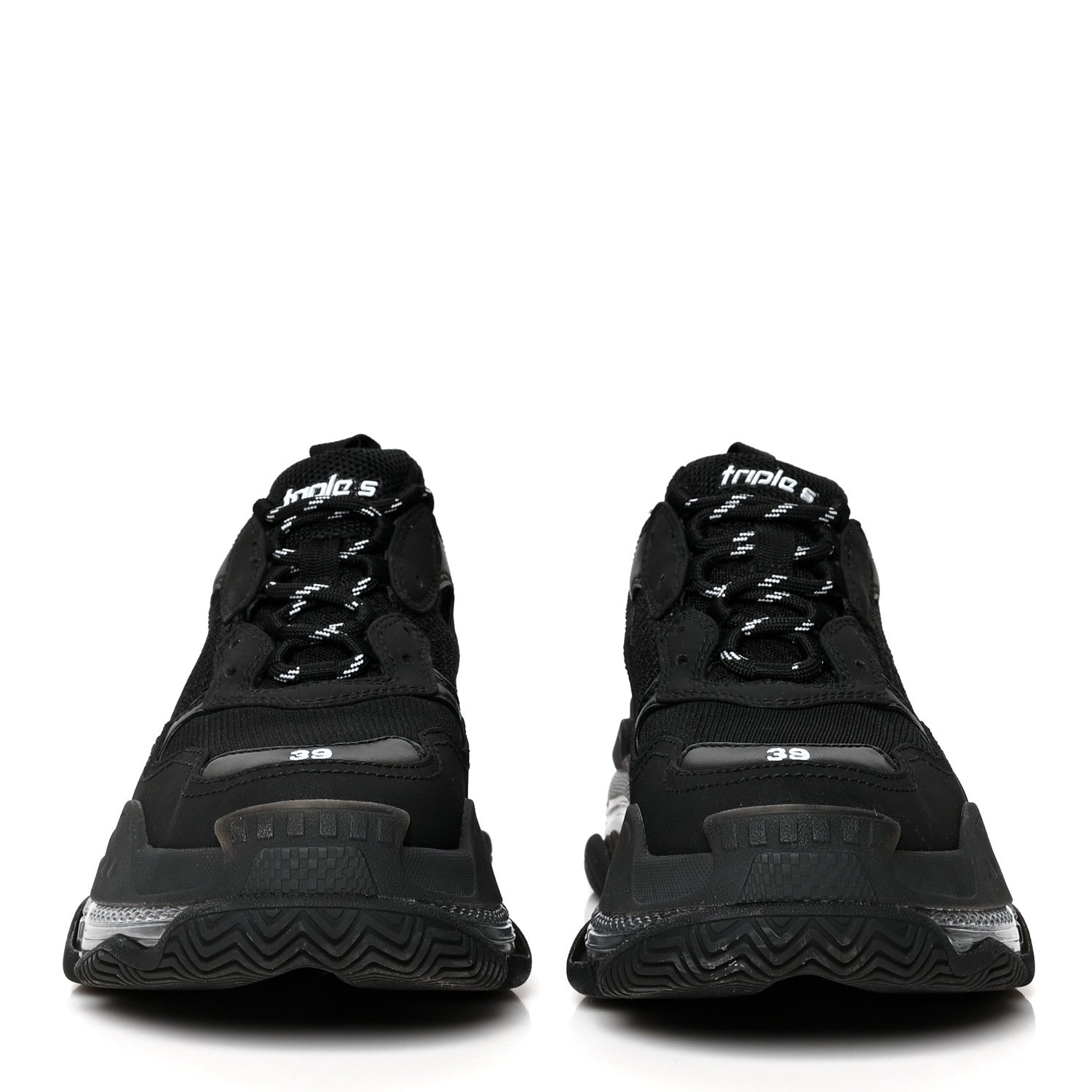 Balenciaga Fabric Mesh Clear Sole Triple S Sneakers 39 Black 2 of 7