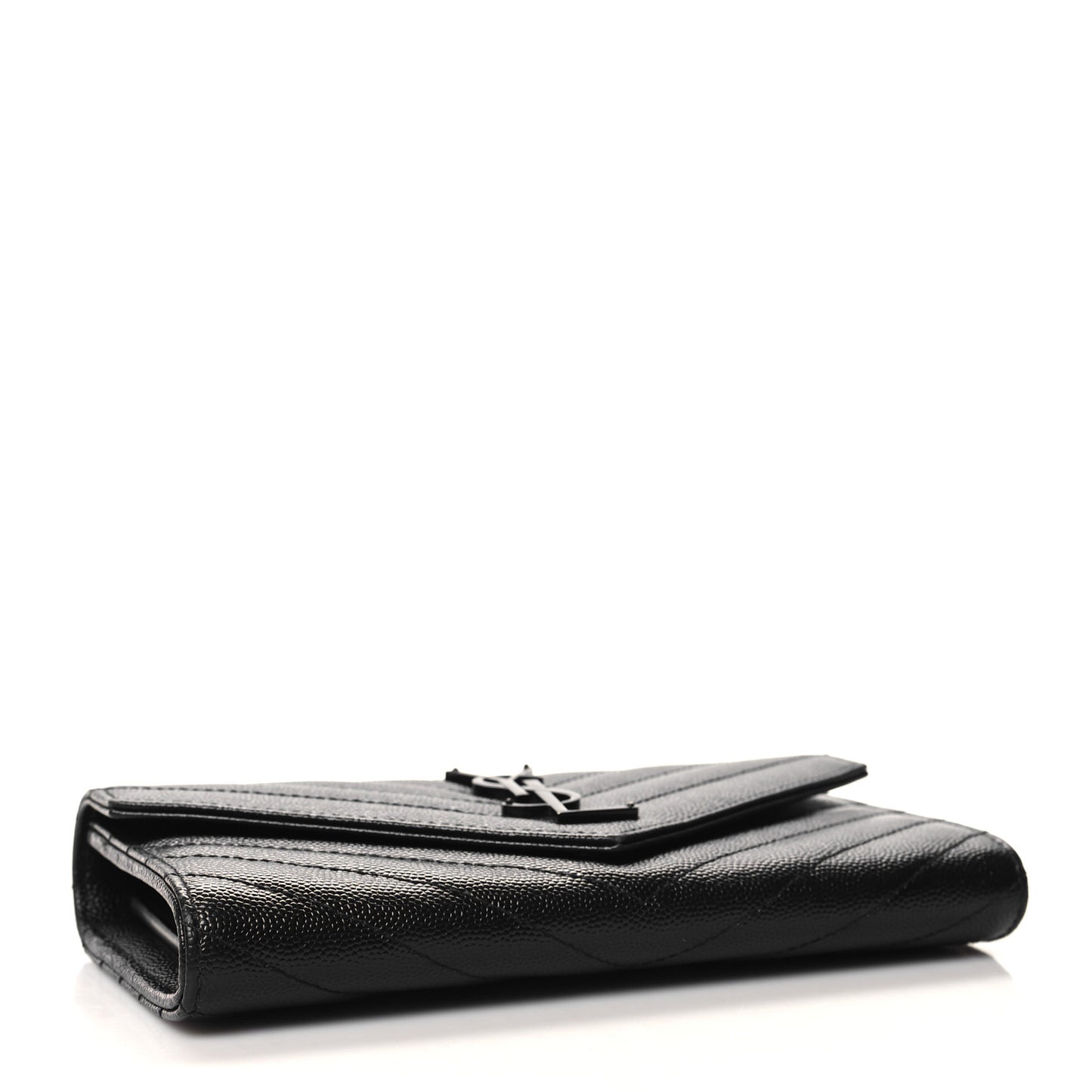 Grain De Poudre Matelasse Chevron Monogram Flap Wallet Black