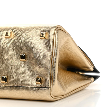 Salvatore Ferragamo Metallic Hammered Calfskin Studio Top Handle Bag Gold 8 of 8