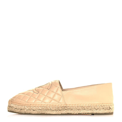 Chanel Lambskin Quilted CC Espadrilles 41 Beige 1 of 9