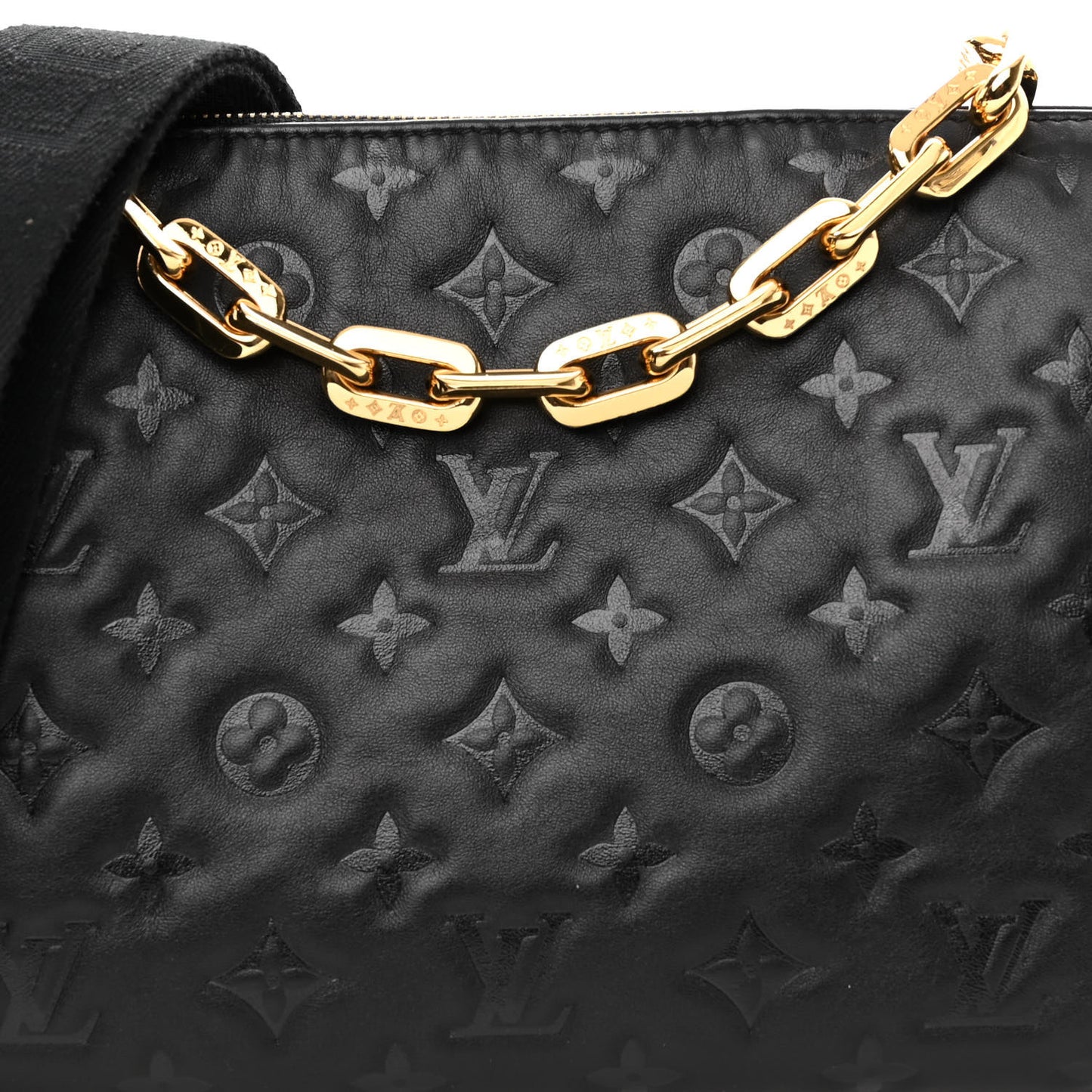Lambskin Embossed Monogram Coussin PM Black