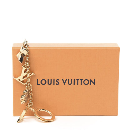Louis Vuitton Brass Enamel Fleur De Monogram Bag Charm Chain Gold 3 of 3