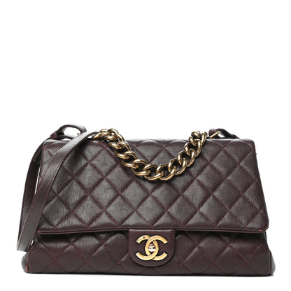 Chanel Shiny Sheepskin Quilted Large Trapezio Flap Dark Burgundy 1 of 10