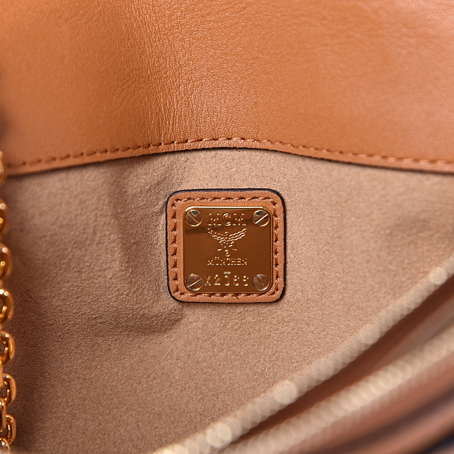 MCM Visetos Small Millie Crossbody Bag Cognac 6 of 9