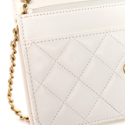 Chanel Lambskin Quilted CC Pearl Crush Wallet on Chain WOC White 13 of 13