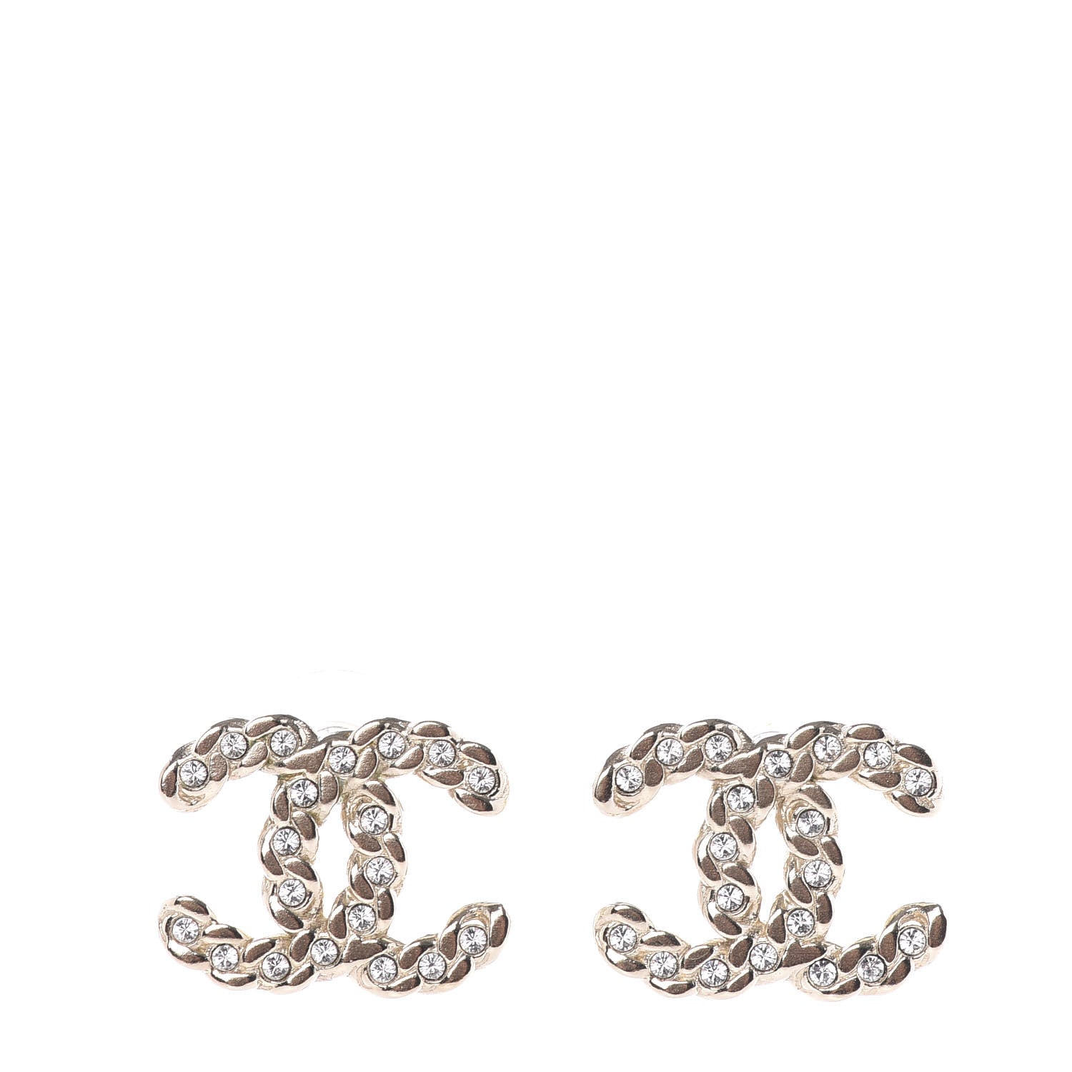 Chanel Crystal Pearls Coronation CC Earrings Gold 1 of 5