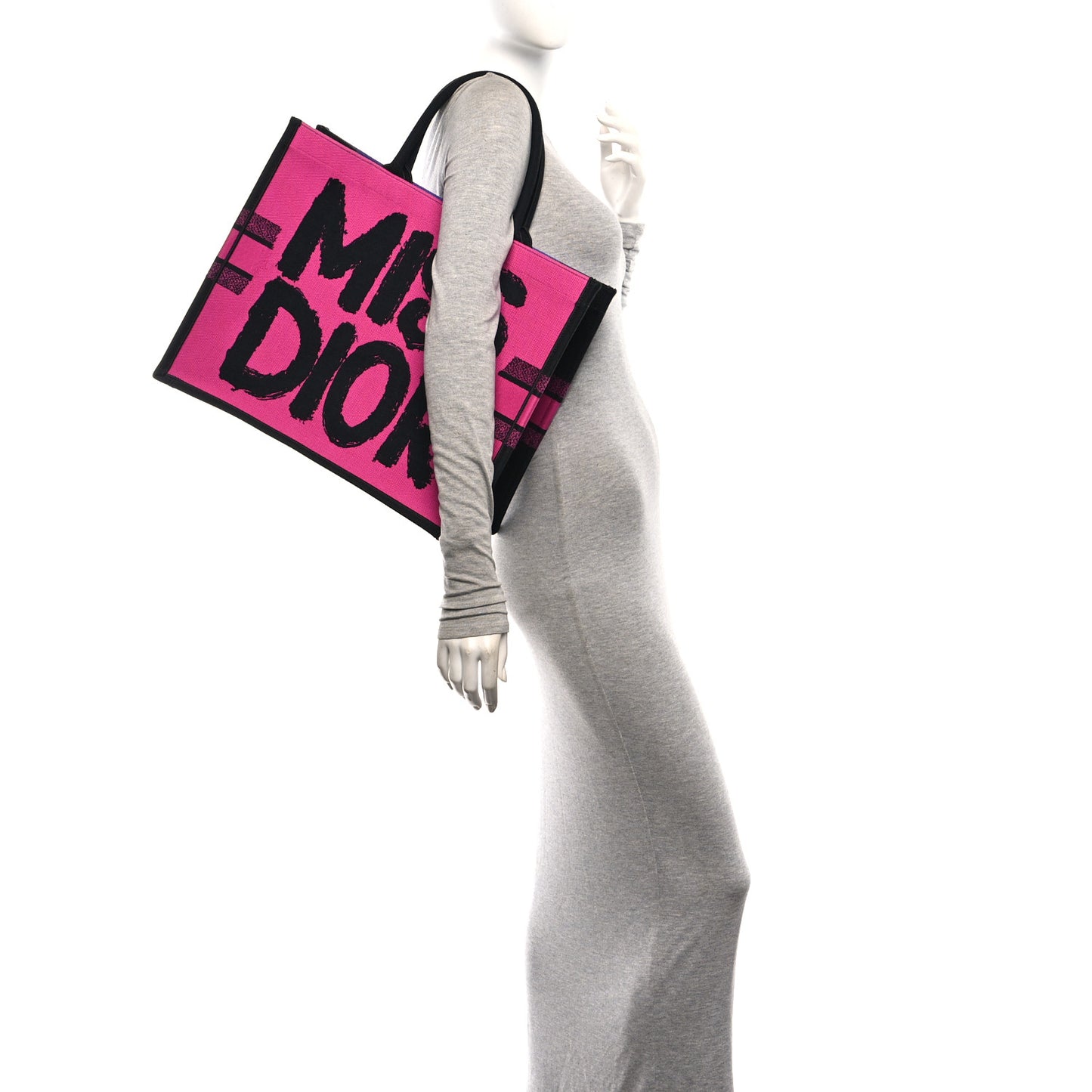 Canvas Embroidered Large Miss Dior Graffiti Book Tote Fuchsia Purple