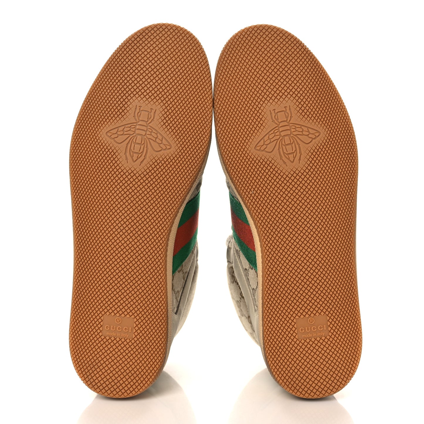 GG Monogram Nubuck Web Mens Screener High Top Sneakers 8 New Sand Dusty Milk Vintage Green