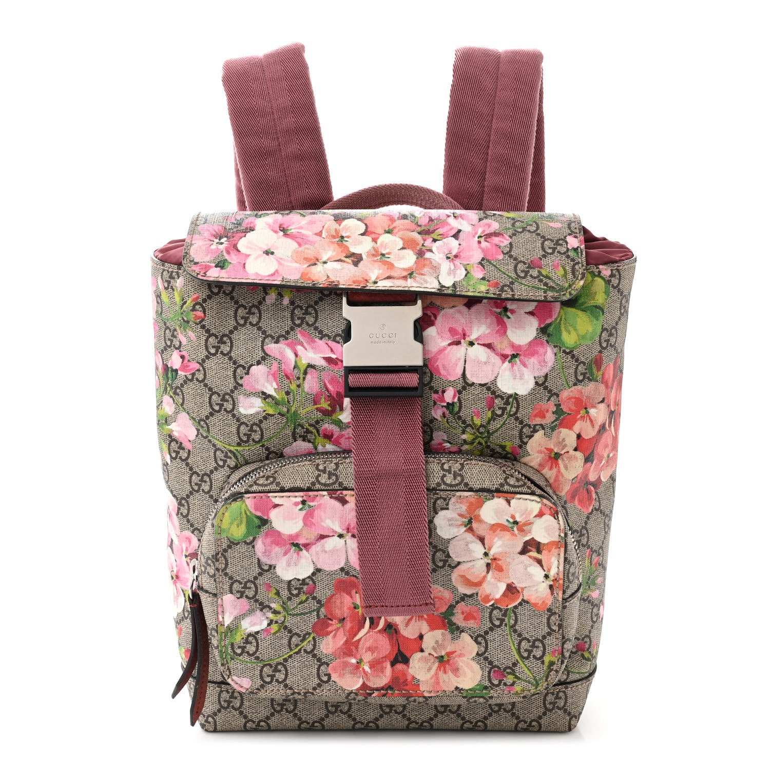 Gucci GG Supreme Monogram Blooms Small Single Buckle Backpack Beige Multicolor Dry Rose 1 of 16