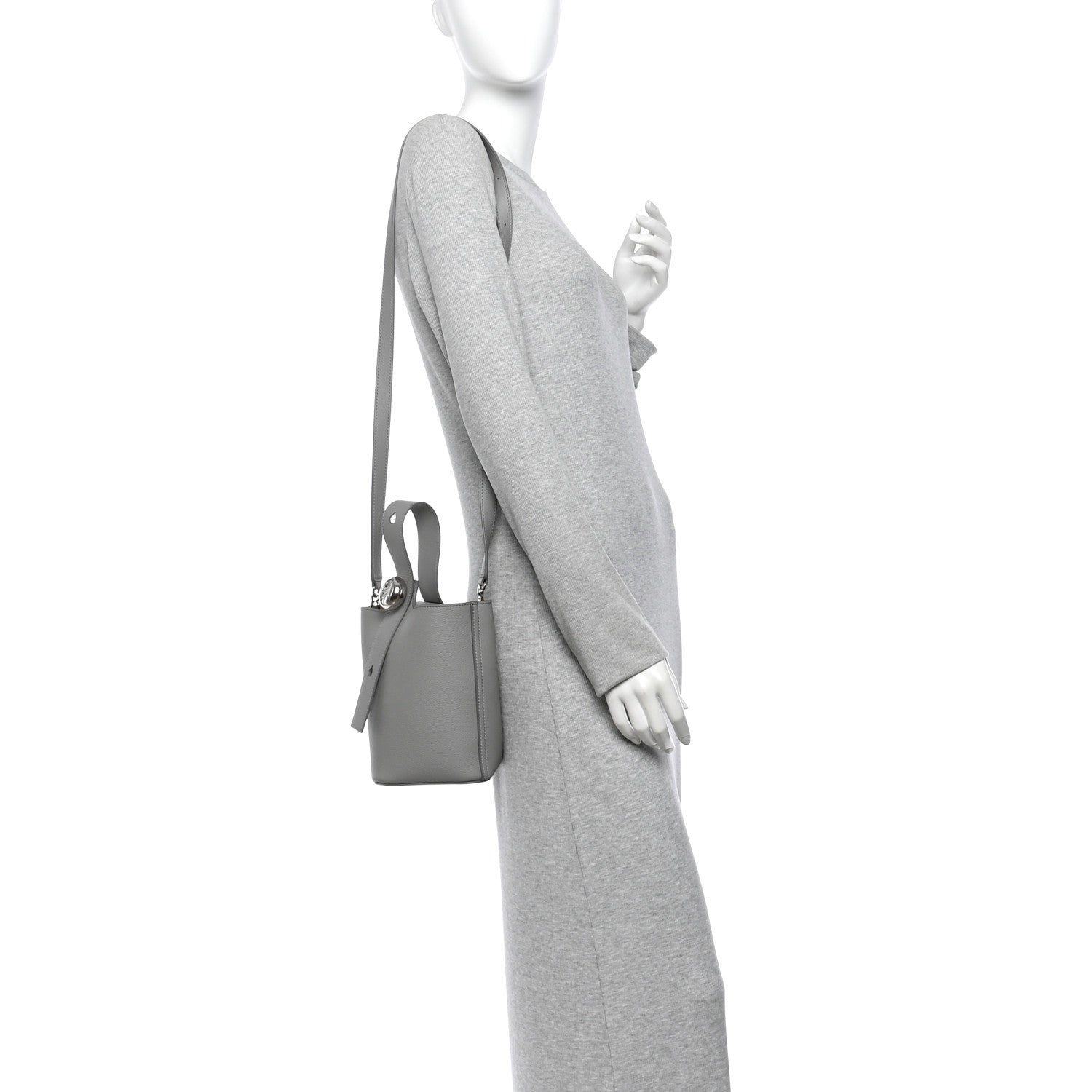 Loewe Soft Grained Calfskin Mini Pebble Bucket Bag Pearl Grey 2 of 10