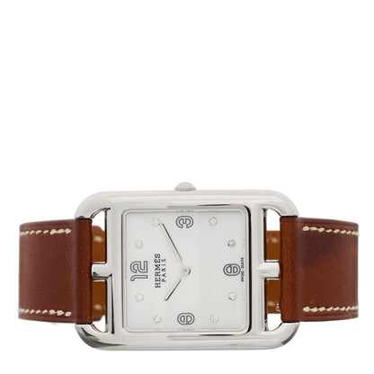 Hermes Stainless Steel Barenia Diamond Mother of Pearl 29mm Cape Cod Quartz Watch Fauve 2 of 5