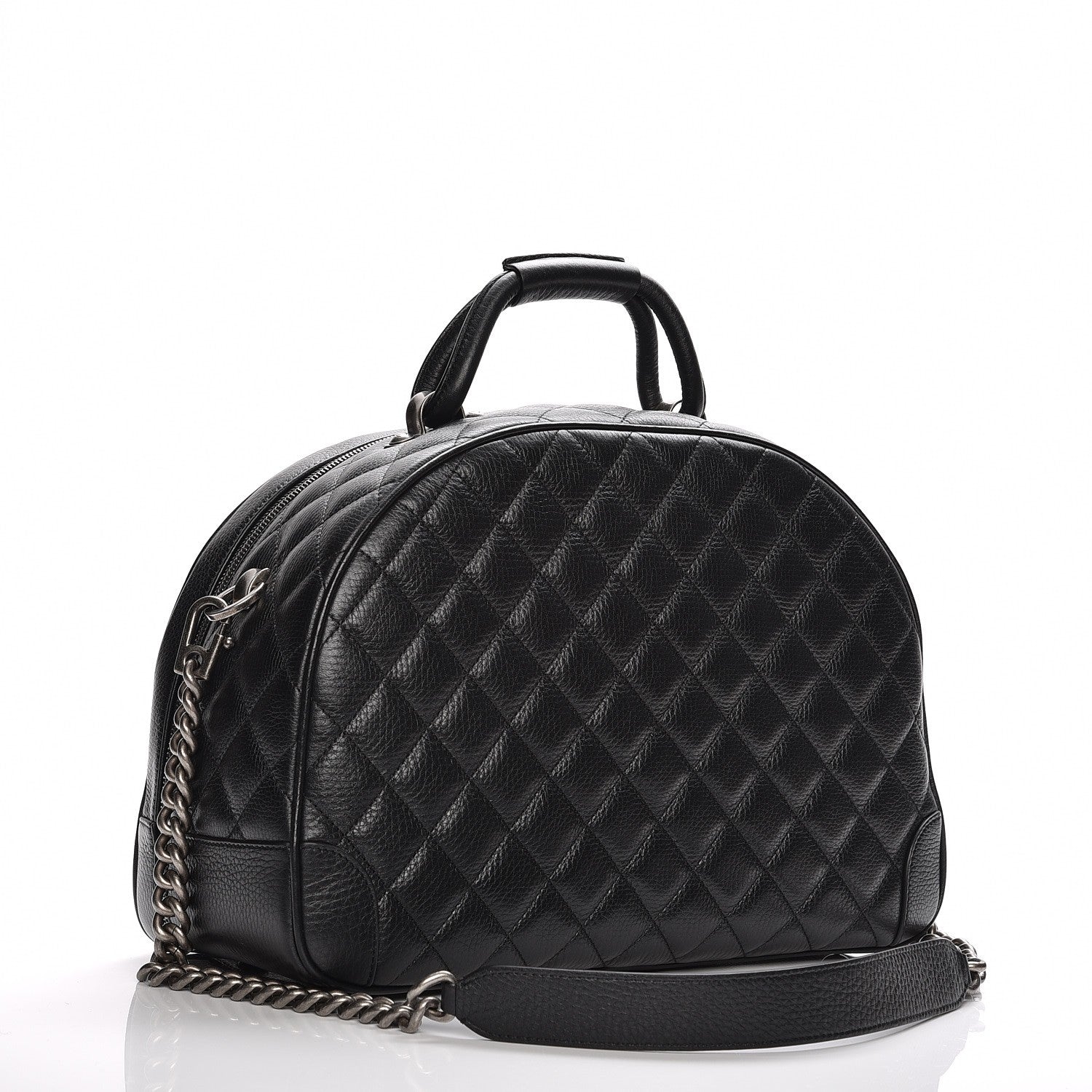 Chanel Calfskin Quilted Medium Airlines Round Trip Bowling Bag Black 4 of 8