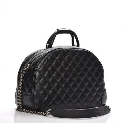Chanel Calfskin Quilted Medium Airlines Round Trip Bowling Bag Black 4 of 8